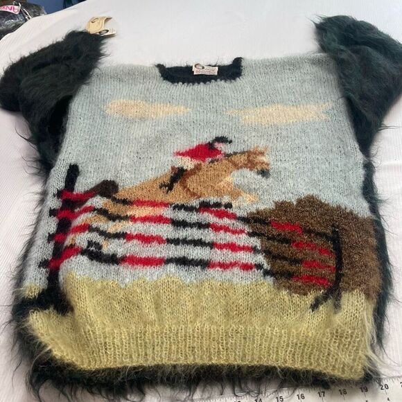 Ann Arundell Handmade Couture VTG NOS Mohair Horse Kentucky Derby Sweater - Picture 7 of 10